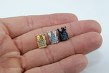 CZ Micro Pave Crown Shaped Beads, Aquamarine King Crown Spacer for Beaded Bracelets Necklaces, Gold