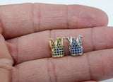 CZ Micro Pave Crown Shaped Beads, Sapphire Blue King Crown Spacer for Beaded Bracelets Necklaces, Gold