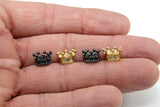 CZ Micro Pave Crown, Shaped Beads #869, 3 Pcs Queen King Crown Spacers