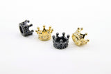 CZ Micro Pave Crown, Shaped Beads #869, 3 Pcs Queen King Crown Spacers