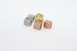 CZ Pave Square Cube Beads, Small Hole Spacer Beads, Black