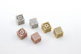 CZ Square Cube Beads, Cubic Zirconia Small Hole Spacer Beads, Rose