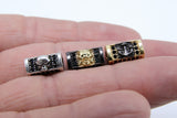 CZ Micro Pave Skull Head Rectangle Beads, Anchor Gold Black Pave Bracelet Beads, Square Spacers for Men's Jewelry Findings