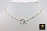 925 Sterling Silver Toggle Double Wrap Necklace or Bracelet, Rectangle Chunky Drawn Chain, Lobster Clasp or Toggle