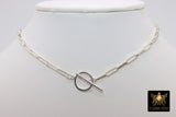 925 Sterling Silver Toggle Double Wrap Necklace or Bracelet, Rectangle Chunky Drawn Chain