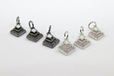 CZ Micro Pave Teardrop Charm, White Opal Black, Gold Pendants