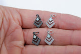 CZ Micro Pave Teardrop Charm, White Opal Black, Gold Pendants