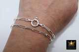 925 Sterling Silver Bracelet or Necklace, Single or Double Wrap Rectangle Chunky Drawn Cable Chain, Large Clasp