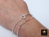 925 Sterling Silver Bracelet or Necklace, Single or Double Wrap Rectangle Drawn Cable Chain, Large Clasp