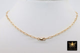 14 K Gold Toggle Double Wrap Necklace, Large Rectangle Drawn Chain with Lobster Clasp, Toggle