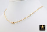 14 K Gold Toggle Double Wrap Necklace, Large Rectangle Drawn Chain with Lobster Clasp, Toggle