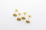 CZ Micro Pave Disc Stud Earrings, 2 Pairs Tiny 8 mm Round Gold Rainbow Post Hoops,Flamingo Earrings