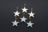 Star Charms and Pendants, Small Large Gold Starburst in White # 713, Black or Baby Blue Enamel Big Hole Bails