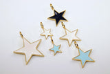 Star Charms and Pendants, Small or Large Gold Starburst Black or Red #2650, Enamel Large Hole Bails