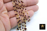 22 k Gold Ruby Chain, 4 mm Gold Pyrite Chain CH #449, Beaded Wire Wrap