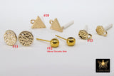 Post Stud Earring Findings, 4 Pc Gold Plated Round, Hearts