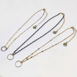 14 K Gold O Ring Necklace, 925 Sterling Silver, Black and Gold Elegant Ring of O Submissive Discreet Day Collar
