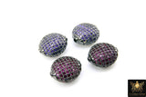 CZ Micro Pave Colored Spacer Beads, Oval Pink Clear Purple Blue Green Flat Egg Bead AG #380, Small Oval CZ Beads