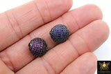 CZ Micro Pave Colored Spacer Beads, Oval Pink Clear Purple Blue Green Flat Egg Bead AG #380, Small Oval CZ Beads