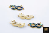 CZ Micro Pave Mardi Gras Connector, Gold Black Masquerade Shell New Orleans Mask Charms # 408, Necklace
