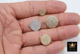 CZ Micro Pave Round Disc Connectors, CZ Gold Coin Linking Charms, 14 x 20 mm Small Disc