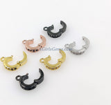 CZ Micro Pave Bail Enhancer, Gold, Silver - 1 Pc Rose/Black CZ