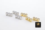 CZ Micro Pave Slider Bar Beads, Gold, Silver Charms Slide