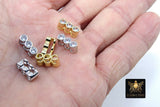 CZ Micro Pave Slider Bar Beads, Gold, Silver Charms Slide