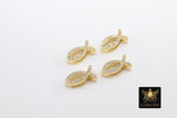 CZ Micro Pave Pisces Slider Charms, Gold Charms Slide,Zodiac Fish Charm Bracelet