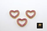 CZ Micro Pave Heart Slider Charms, Pink CZ Charms Slider Bracelet, Heart Pendant on 10 mm Flat Leather or Color Watch Straps Jewelry