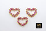 CZ Micro Pave Heart Slider Charms, Pink CZ Charms Slider Bracelet, Heart Pendant on 10 mm Flat Leather or Color Watch Straps Jewelry