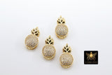 CZ Micro Pave Pineapple Slider Charms, Gold 3D Fruit Charms, Tropical Beach Bracelet