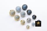 CZ Micro Pave Aquamarine Balls, 2 Pcs Black 6 mm, 8 mm