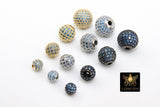 CZ Micro Pave Blue Ball, Gold 6 mm, 8 mm