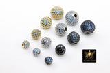 CZ Micro Pave Aquamarine Balls, 2 Pcs Black 6 mm, 8 mm