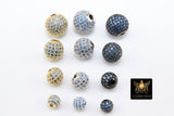CZ Micro Pave Aquamarine Balls, 2 Pcs Silver 6 mm, 8 mm