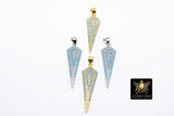 CZ Pave Arrowhead Charm, Blue Turquoise Gold, Silver Boho Triangle Arrow Spike Points #415