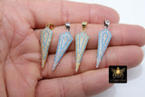 CZ Pave Arrowhead Charm, Blue Turquoise Gold, Silver Boho Triangle Arrow Spike Points #415