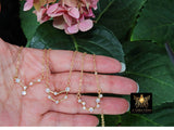 14 k Gold Filled Zodiac Necklace, Rainbow Astrology Thick Cable Choker, Clear Cubic Zirconia