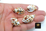 Gold Edge Conch Seashell Charm, Gold Dipped Babylon Shell #951, Cut Out Beach Nautical Ocean Pendants