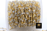 22k Gold Plated Real Labradorite Gemstone , Gold Pyrite Diamond Cut 4 mm Unfinished Jewelry Chain