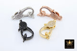 Lobster Clasp Gunmetal Black Micro Pave CZ, Double Sided Claw Cubic Zirconia #156, Large Gold