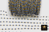 Sapphire Blue Crystal Rosary Chain, 4 mm Unfinished Navy Beaded Chain CH #425, Gold or Gunmetal Black Plated Wire Wrapped