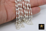 Matte Gold Beaded Rosary Chain, Silver Metal Beaded Bezel Chains CH #229, Rosary Unfinished Soldered Silver Chain