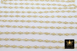 Matte Gold Beaded Rosary Chain, Silver Metal Beaded Bezel Chains CH #229, Rosary Unfinished Soldered Silver Chain