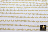 Matte Gold Beaded Rosary Chain, Metal Beaded Bezel Chains CH #229, Rosary Unfinished Soldered Silver Chain