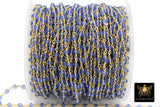 Gold Blue Tanzanite Chain, 4 mm Blue Sapphire Chains CH# 511, Silver Plated Boho Crystal Jewelry Chains