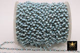 Gunmetal Black Aqua Crystal Beaded Chain, 4 mm Jewelry Chains CH# 319, Bulk