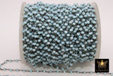 Gunmetal Black Aqua Crystal Beaded Rosary Chain, 4 mm Jewelry Chains CH# 319, Bulk