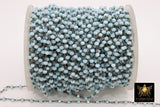 Seafoam Blue Amazonite Crystal Beaded Chain CH# 437, 4 mm Silver Plated Wire Wrapped Glass Unfinished